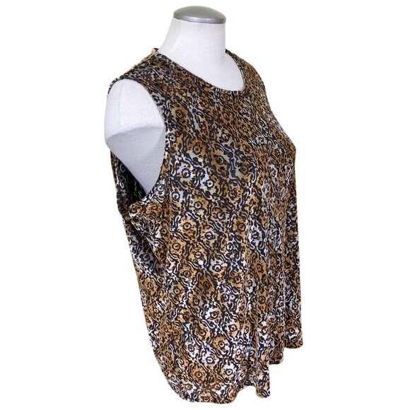 Tanjay Burnout Velvet Tank Top Womens Large Brown Leopard Cheetah Animal Print - Picture 3 of 8